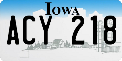 IA license plate ACY218