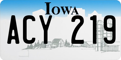 IA license plate ACY219