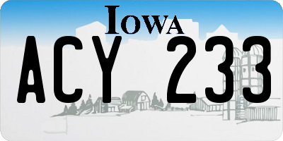 IA license plate ACY233