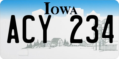 IA license plate ACY234
