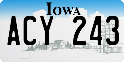 IA license plate ACY243