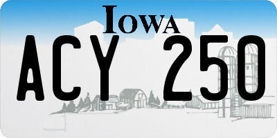 IA license plate ACY250
