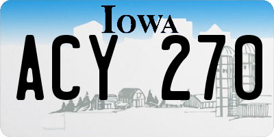 IA license plate ACY270
