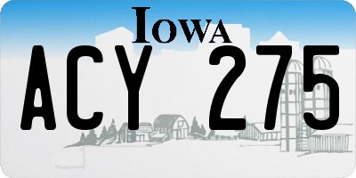 IA license plate ACY275