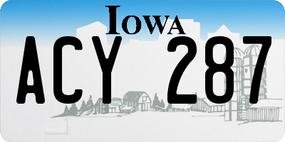 IA license plate ACY287