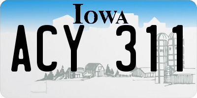 IA license plate ACY311