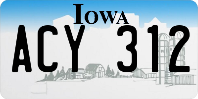 IA license plate ACY312