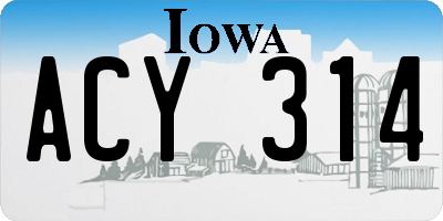 IA license plate ACY314