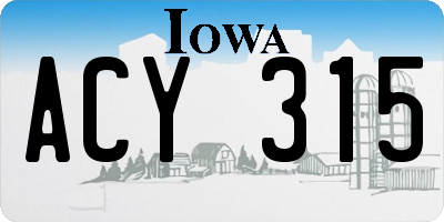 IA license plate ACY315