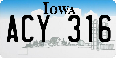 IA license plate ACY316