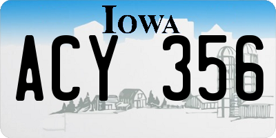 IA license plate ACY356