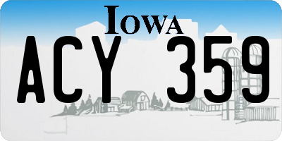 IA license plate ACY359