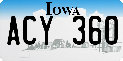 IA license plate ACY360