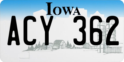 IA license plate ACY362