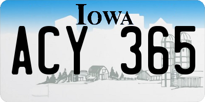IA license plate ACY365
