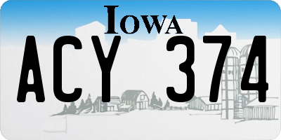 IA license plate ACY374