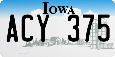 IA license plate ACY375