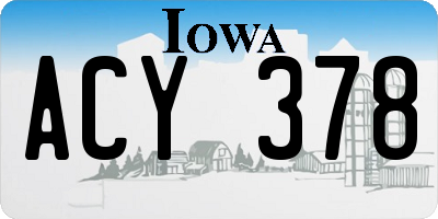 IA license plate ACY378