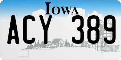 IA license plate ACY389