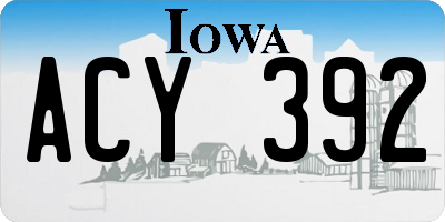 IA license plate ACY392