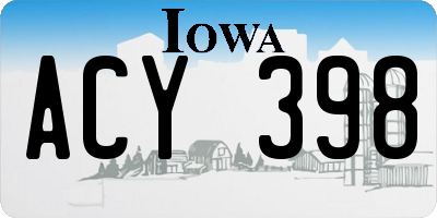 IA license plate ACY398