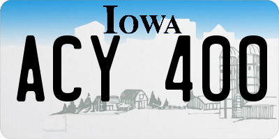 IA license plate ACY400