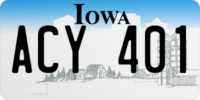 IA license plate ACY401