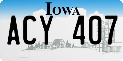 IA license plate ACY407