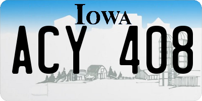 IA license plate ACY408