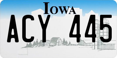 IA license plate ACY445