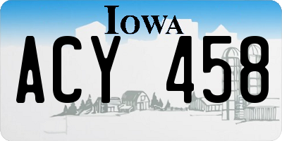 IA license plate ACY458