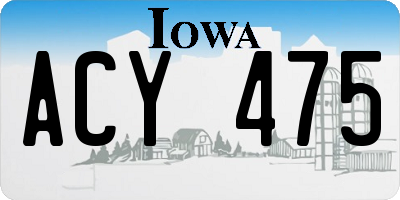 IA license plate ACY475