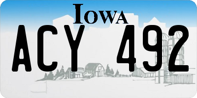 IA license plate ACY492