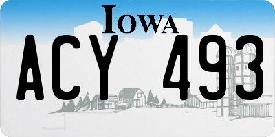 IA license plate ACY493