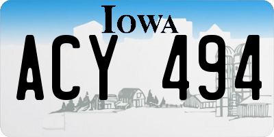 IA license plate ACY494