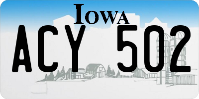 IA license plate ACY502