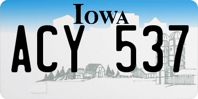IA license plate ACY537