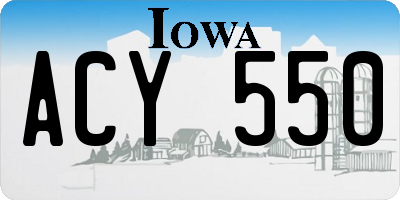IA license plate ACY550