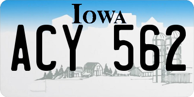 IA license plate ACY562