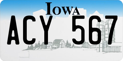 IA license plate ACY567