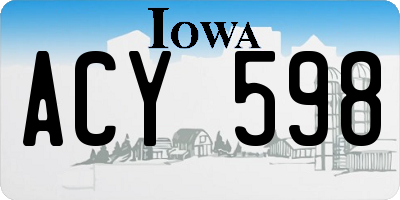 IA license plate ACY598