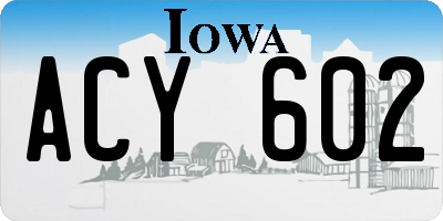 IA license plate ACY602