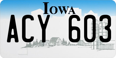 IA license plate ACY603