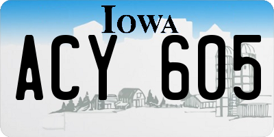 IA license plate ACY605