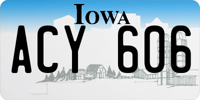 IA license plate ACY606