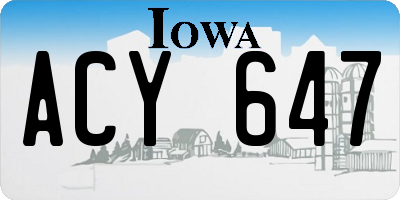 IA license plate ACY647
