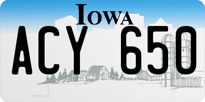 IA license plate ACY650