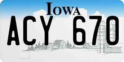 IA license plate ACY670