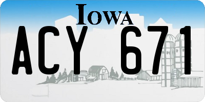 IA license plate ACY671