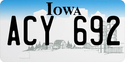 IA license plate ACY692